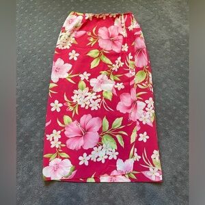 Vintage Talbots 100% Silk Hawaiian Print Faux Wrap Skirt Size 6